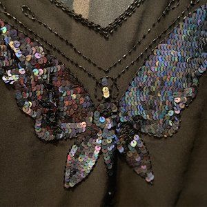 Free People Butterfly Sequin Beaded Crop (L)